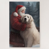 Grote Pyreneeën met Sinterklaas Feestelijke Kerstm Legpuzzel (Verticaal)