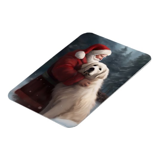 Grote Pyreneeën met Sinterklaas Feestelijke Kerstm Magneet (Linkerzijde)