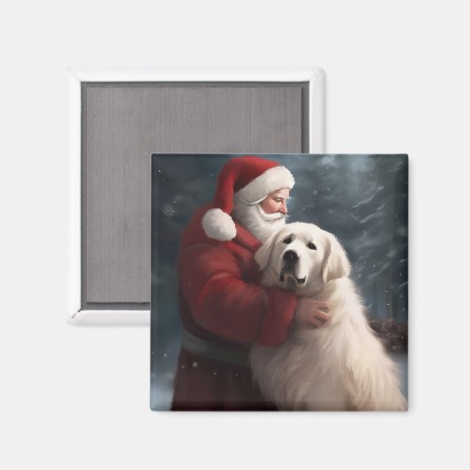 Grote Pyreneeën met Sinterklaas Feestelijke Kerstm Magneet (Voorkant / Achterkant)