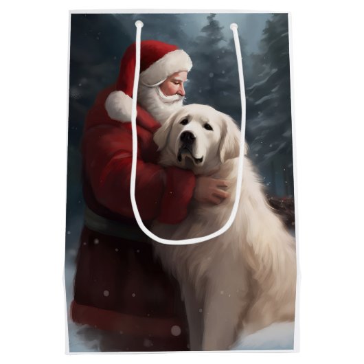 Grote Pyreneeën met Sinterklaas Feestelijke Kerstm Medium Cadeauzakje (Achterkant)