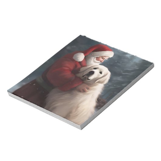 Grote Pyreneeën met Sinterklaas Feestelijke Kerstm Notitieblok (Linkerzijde)