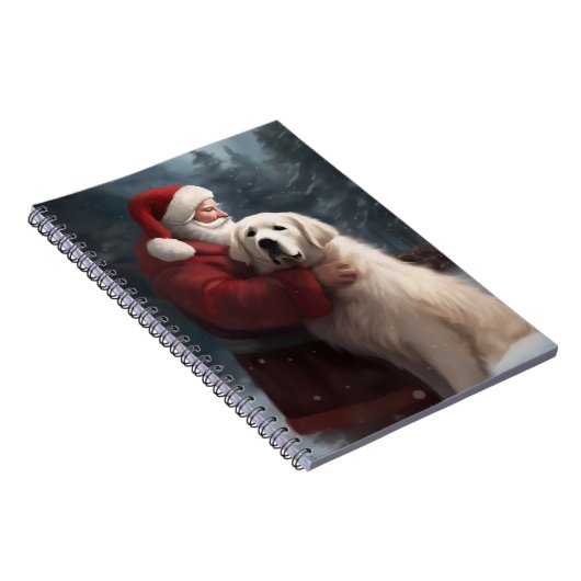 Grote Pyreneeën met Sinterklaas Feestelijke Kerstm Notitieboek (Rechterzijde)