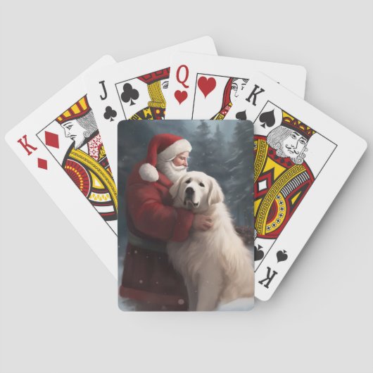 Grote Pyreneeën met Sinterklaas Feestelijke Kerstm Pokerkaarten (Achterkant)