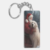 Grote Pyreneeën met Sinterklaas Feestelijke Kerstm Sleutelhanger (Voorkant Links)