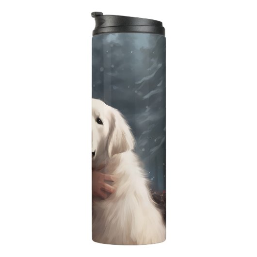 Grote Pyreneeën met Sinterklaas Feestelijke Kerstm Thermosbeker (Geroteerd rechts)