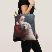 Grote Pyreneeën met Sinterklaas Feestelijke Kerstm Tote Bag (Dichtbij)