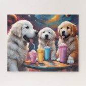 Grote Pyreneeën Moeder en Puppies met Milkshakes Legpuzzel (Horizontaal)