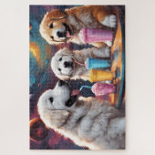 Grote Pyreneeën Moeder en Puppies met Milkshakes Legpuzzel (Verticaal)