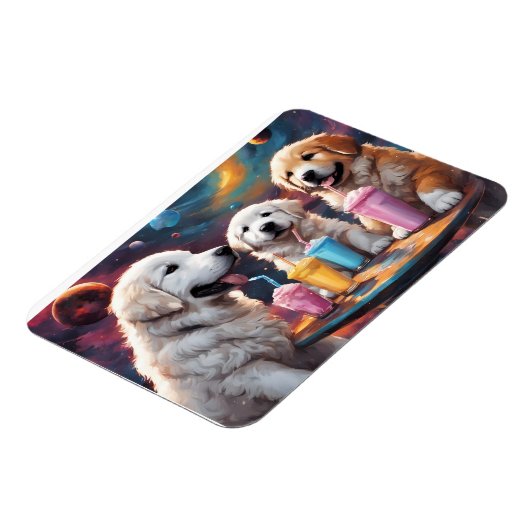 Grote Pyreneeën Moeder en Puppies met Milkshakes Magneet (Linkerzijde)