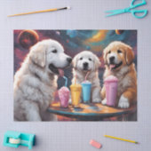 Grote Pyreneeën Moeder en Puppies met Milkshakes Tissuepapier (Craft)