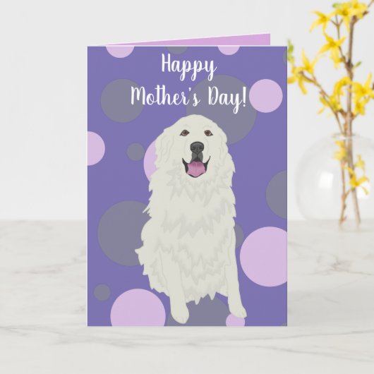 Grote Pyreneeën Moederdag Kaart (Gele Bloem)