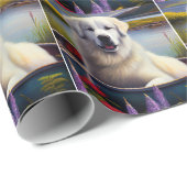 Grote Pyreneeën op een peddel: een Schilderachtig  Cadeaupapier (Rol Hoek)