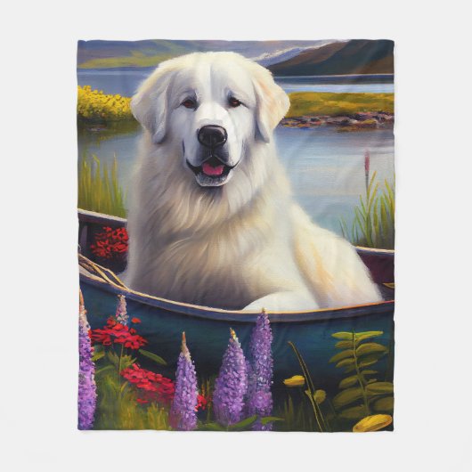 Grote Pyreneeën op een peddel: een Schilderachtig Fleece Deken (Voorkant)