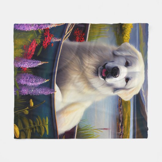 Grote Pyreneeën op een peddel: een Schilderachtig Fleece Deken (Voorkant (Horizontaal))