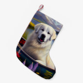 Grote Pyreneeën op een peddel: een Schilderachtig Kleine Kerstsok (Voorkant (Hangend))