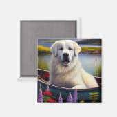 Grote Pyreneeën op een peddel: een Schilderachtig  Magneet (Voorkant / Achterkant)