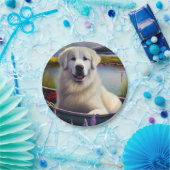 Grote Pyreneeën op een peddel: een Schilderachtig Papieren Bordje (Feest)