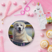 Grote Pyreneeën op een peddel: een Schilderachtig  Papieren Bordje (Feest)