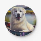 Grote Pyreneeën op een peddel: een Schilderachtig  Papieren Bordje (Voorkant)