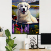 Grote Pyreneeën op een peddel: een Schilderachtig  Poster (Thuiskantoor)