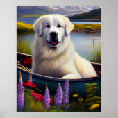 Grote Pyreneeën op een peddel: een Schilderachtig  Poster (Voorkant)