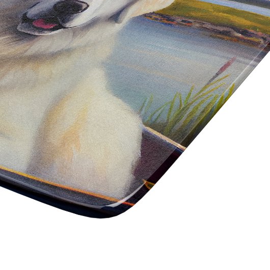 Grote Pyreneeën op een peddel: een Schilderachtig  Snijplank (Hoek)