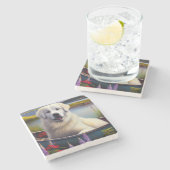 Grote Pyreneeën op een peddel: een Schilderachtig  Stenen Onderzetter (Zijkant)