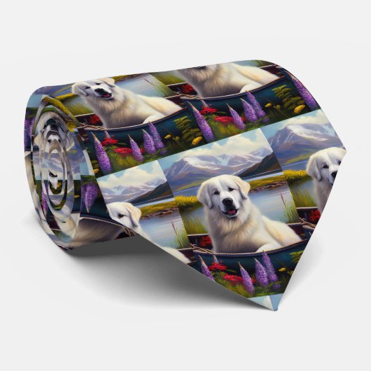 Grote Pyreneeën op een peddel: een Schilderachtig Stropdas (Opgerold)
