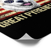  Grote Pyreneeën Papa Amerikaanse Vlag Verenigde S Poster (Hoek)