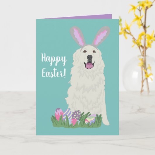 Grote Pyreneeën Pasen Kaart (Gele Bloem)