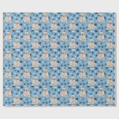 Grote Pyreneeën Paw Print Patroon op blauw Cadeaupapier (Vlak)