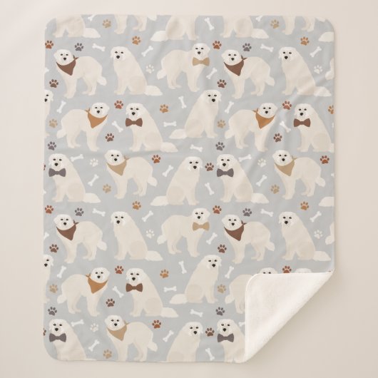 Grote Pyreneeën Paws en Botten Sherpa Blanket Sherpa Deken (Voorkant)