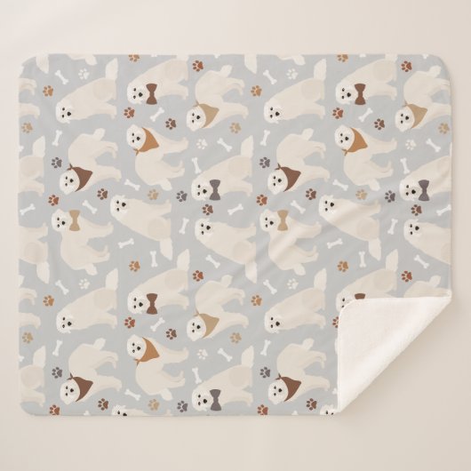 Grote Pyreneeën Paws en Botten Sherpa Blanket Sherpa Deken (Voorkant (horizontaal))