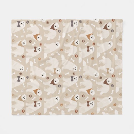 Grote Pyreneeën Paws en Botten Vluchten Fleece Deken (Voorkant (Horizontaal))