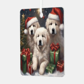 Grote Pyreneeën Puppies Cadeaus Xmas Scène 1 Metalen Ornament (Voorkant links)