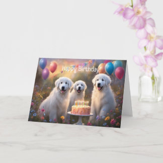Grote Pyreneeën Puppies Happy Birthday Kaart