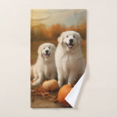 Grote Pyreneeën Puppy Herfst Delight Pompoen Bad Handdoek (Handdoek)