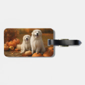 Grote Pyreneeën Puppy Herfst Delight Pompoen Bagagelabel (Achterkant horizontaal)
