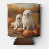 Grote Pyreneeën Puppy Herfst Delight Pompoen Blikjeskoeler (Voorkant)