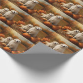 Grote Pyreneeën Puppy Herfst Delight Pompoen Cadeaupapier (Hoek)