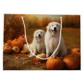 Grote Pyreneeën Puppy Herfst Delight Pompoen Groot Cadeauzakje (Achterkant)