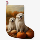 Grote Pyreneeën Puppy Herfst Delight Pompoen Kleine Kerstsok (Voorkant)