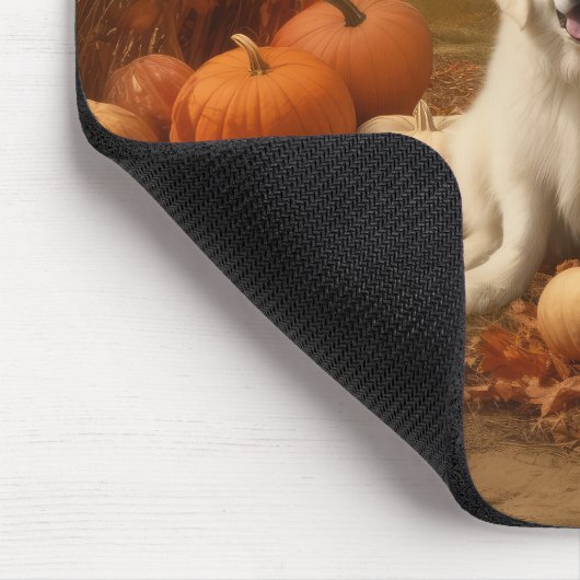 Grote Pyreneeën Puppy Herfst Delight Pompoen Muismat (Hoek)