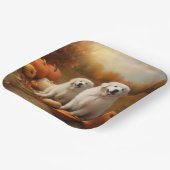 Grote Pyreneeën Puppy Herfst Delight Pompoen Papieren Bordje (Gebogen)