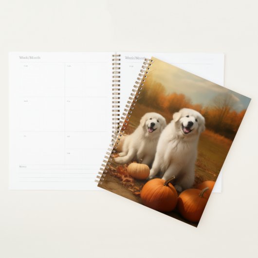 Grote Pyreneeën Puppy Herfst Delight Pompoen Planner (Display)