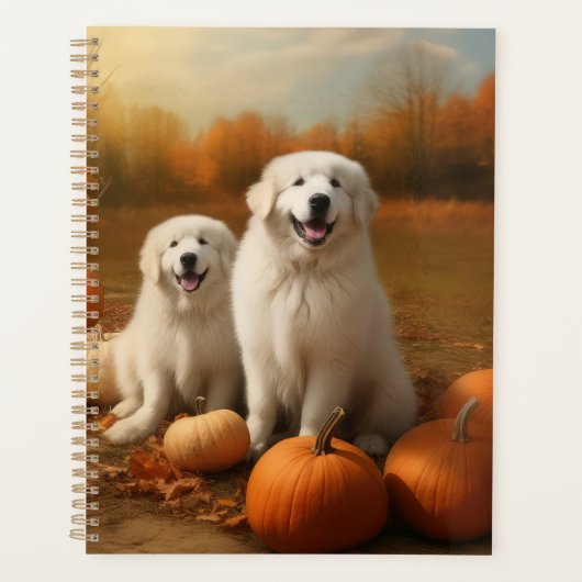 Grote Pyreneeën Puppy Herfst Delight Pompoen Planner (Voorkant)