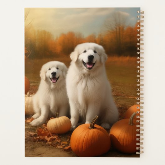 Grote Pyreneeën Puppy Herfst Delight Pompoen Planner (Achterkant)