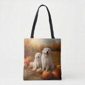 Grote Pyreneeën Puppy Herfst Delight Pompoen Tote Bag (Voorkant)