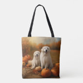 Grote Pyreneeën Puppy Herfst Delight Pompoen Tote Bag (Achterkant)