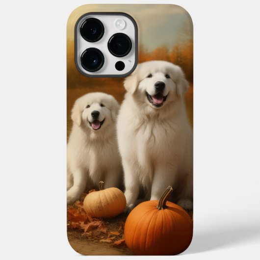 Grote Pyreneeën Puppy Herfst Plezier Pompoen Case-Mate iPhone Case (Achterkant)
